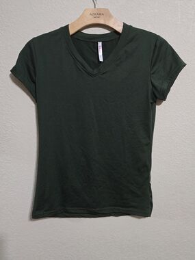 Women's Dark Green V-Neck Tee